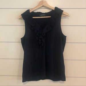 Lauren Ralph Lauren Ruffle Tank in Navy Blue Size Medium